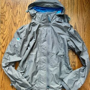 Superdry Gray Hooded Jacket with Blue Accents